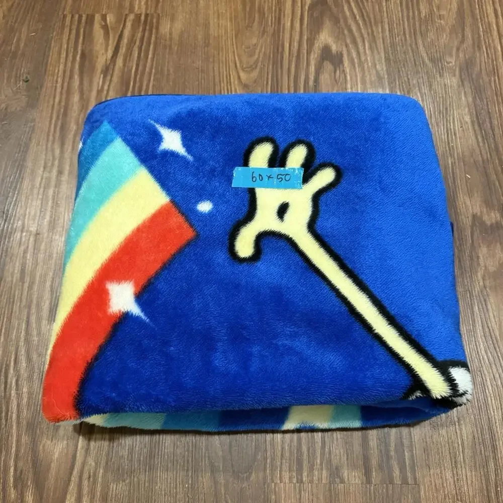 Vintage 90s/00s RARE Oh Happy Day Rainbow SpongeBob Fleece Graphic Blanket 60x50